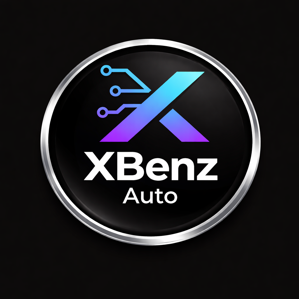 Logo XBenz Auto sur fond noir.